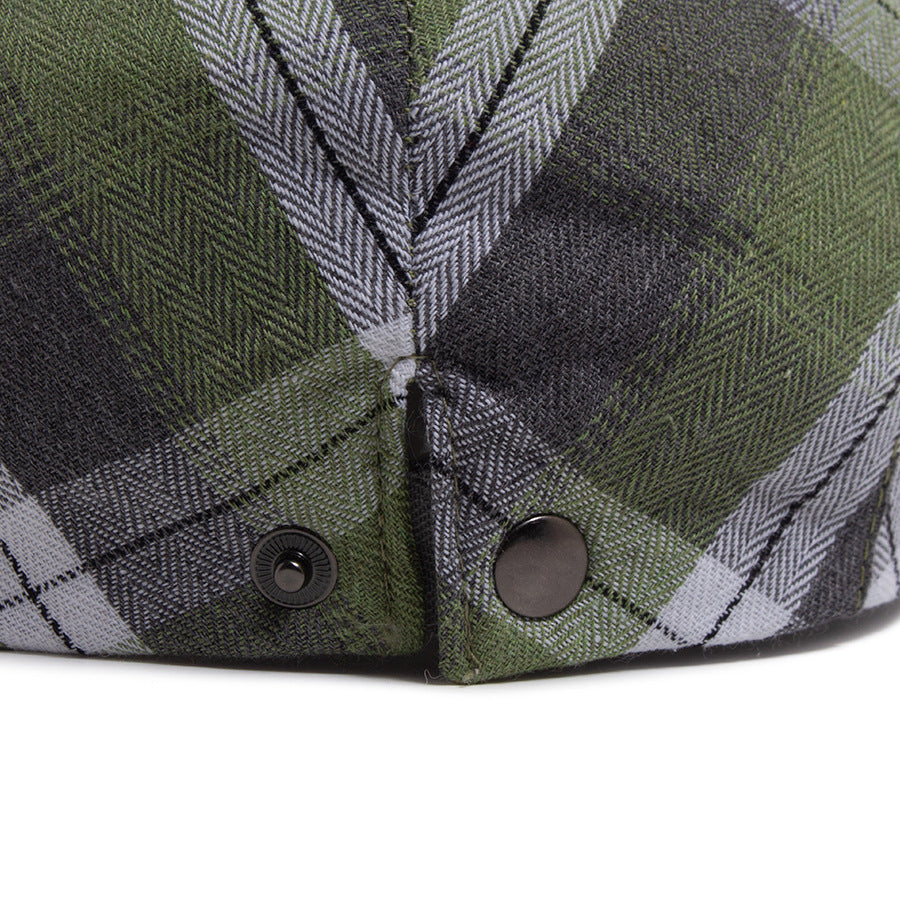 LIA | Cotton plaid patchwork flat cop hat