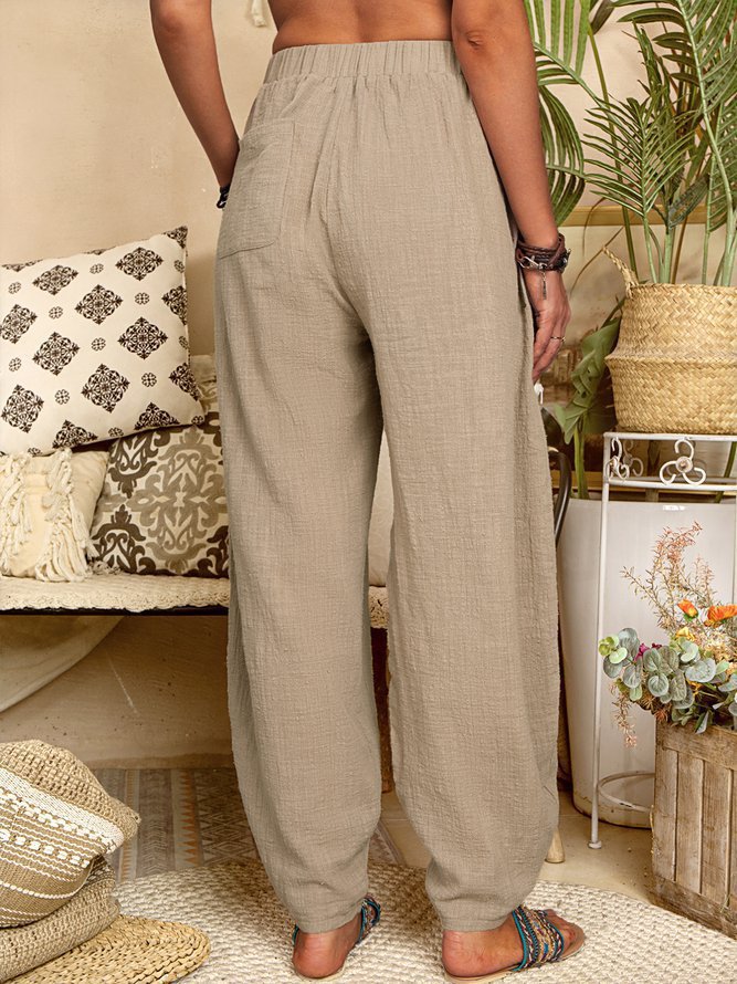 Women's Casual Cotton Linen Pants – Loose Fit, Breathable, with Pockets | Summer Lounge Trousers