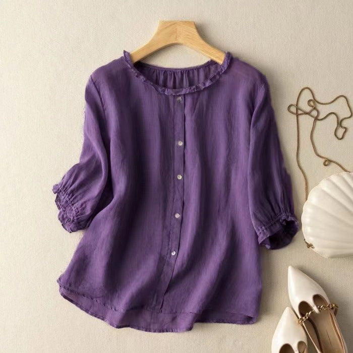 Crew Neck Casual Loose Shirt