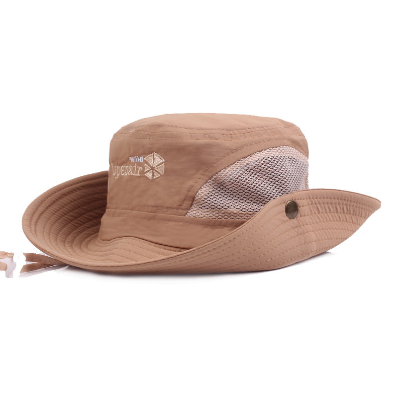 Mesh bucket hat with large brim