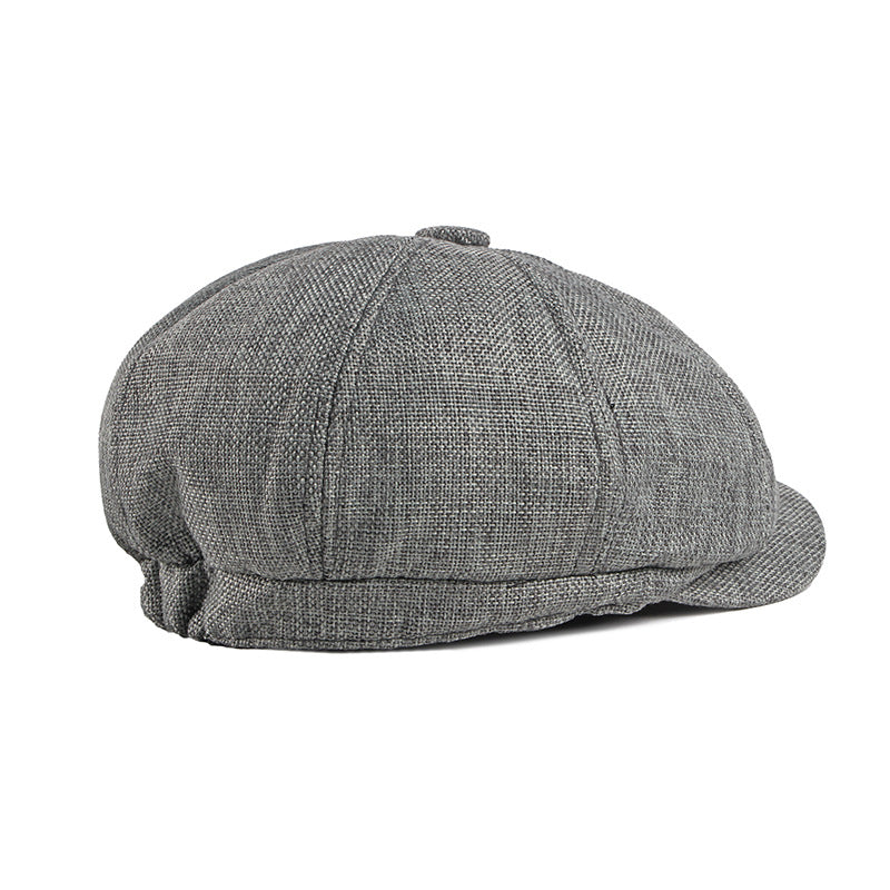 Cotton and linen octagonal newsboy cap