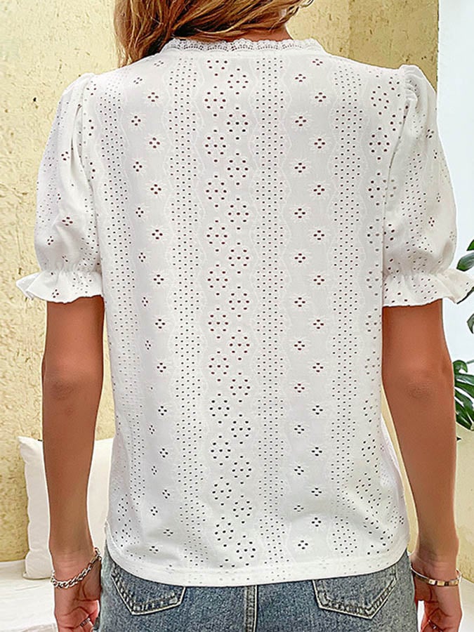 Women's Casual Short Sleeve V-Neck Top