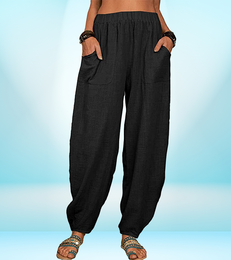 Women's Casual Cotton Linen Pants – Loose Fit, Breathable, with Pockets | Summer Lounge Trousers