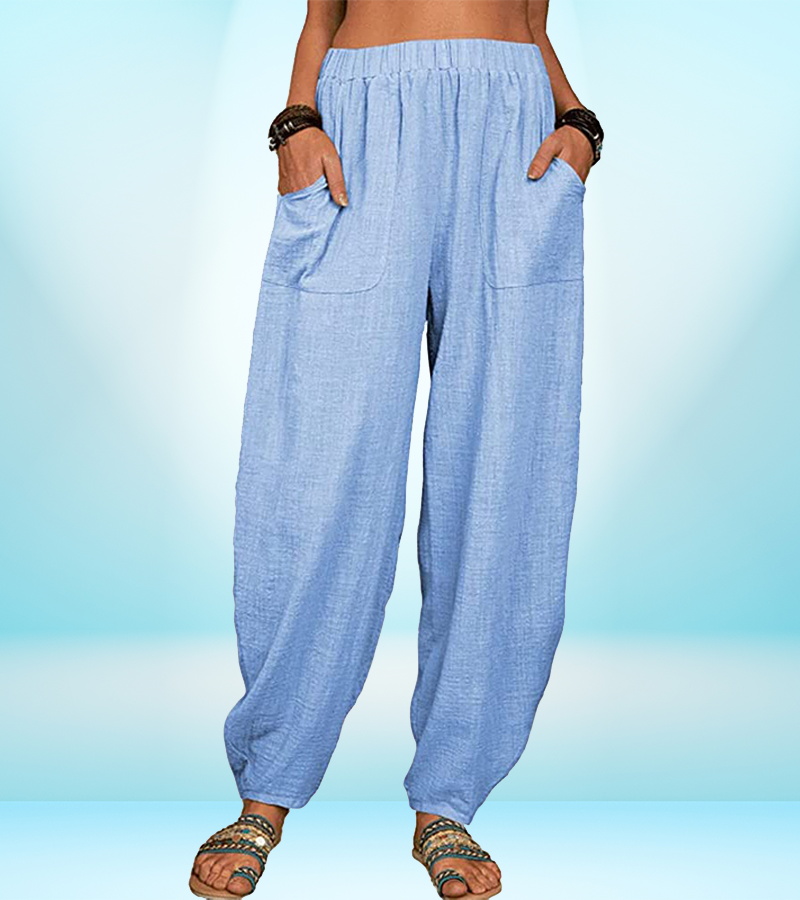 Women's Casual Cotton Linen Pants – Loose Fit, Breathable, with Pockets | Summer Lounge Trousers