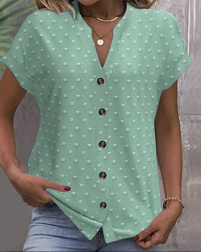2025 Button Down V-Neck Shirt