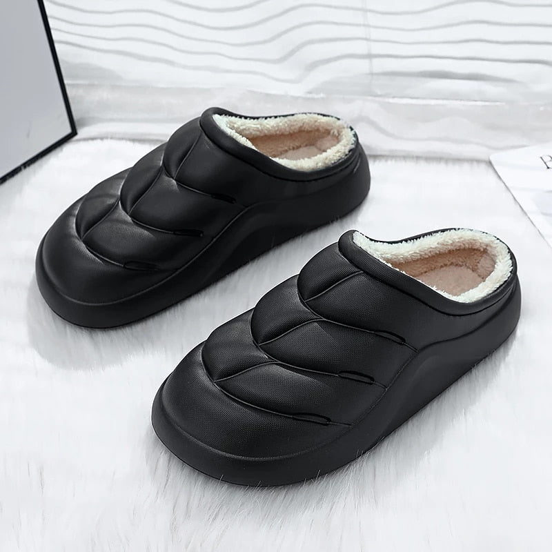 Women Waterproof Winter Slippers Plush Thick Sole