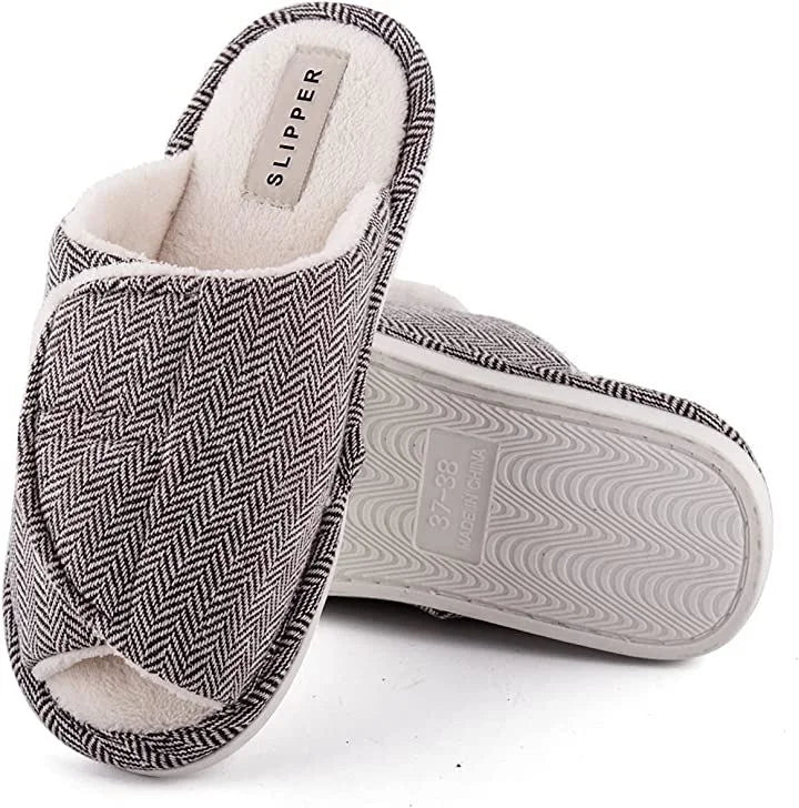 Swollen Feet Non-Slip Open Toe Indoor Wool Slippers