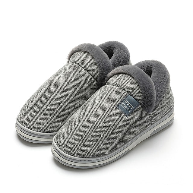 Women Cute Fur Slippers Heel Wrap Winter Footwear
