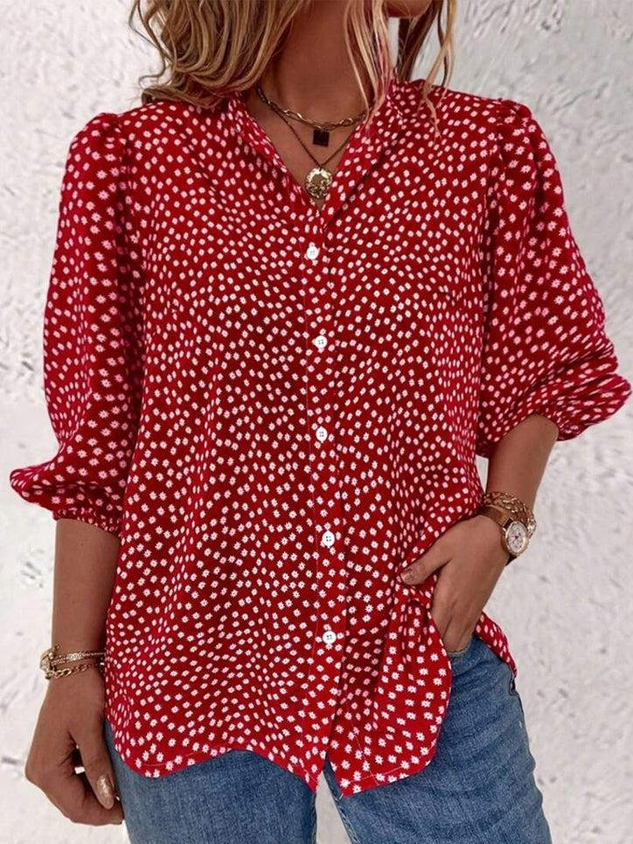 Women Polka Dots Blouse Shirts Casual