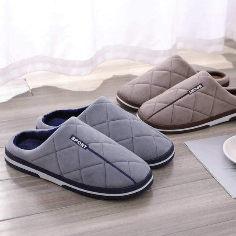Short Plush Men Winter Slippers Big Size Family Shoes