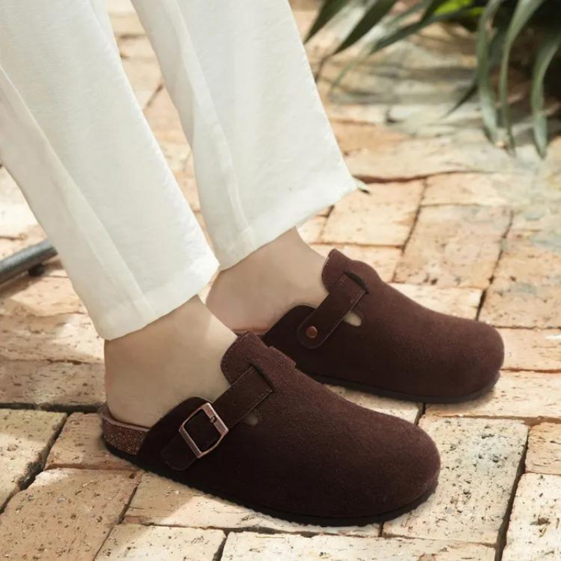 Orthopedic Sandals Women��s Suede Mules Slippers Cork With Arch Support