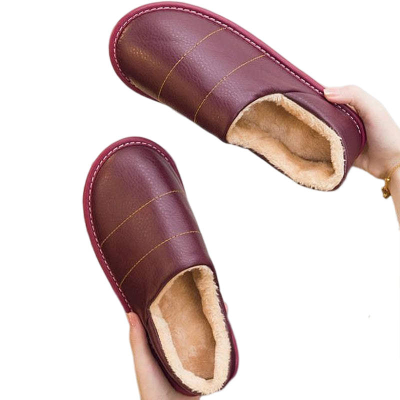 Women Interior Fur Slippers Waterproof Winter Shoes