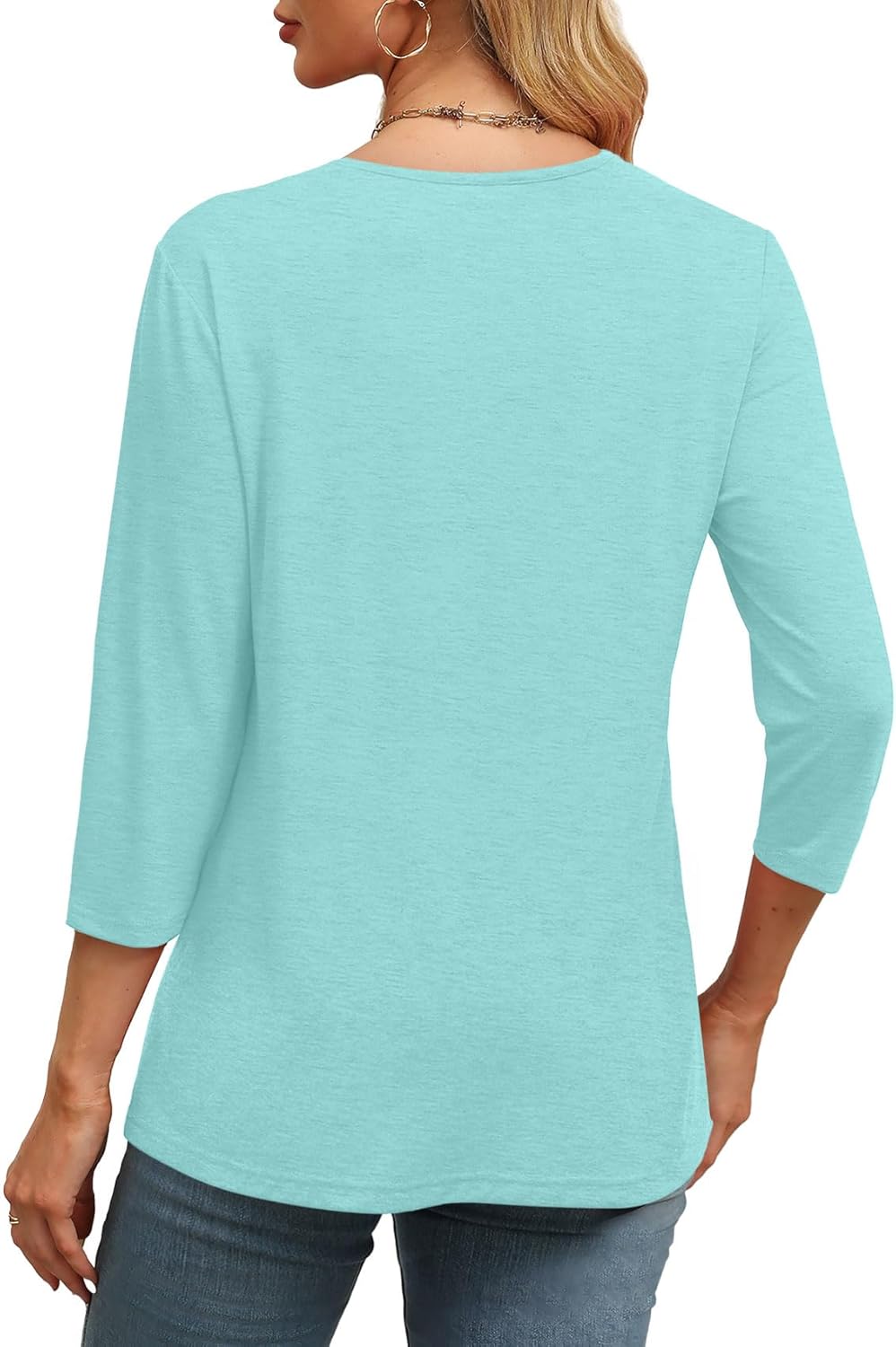 Women's V Neck 3/4 Long Sleeve  Loose Fit  Tops