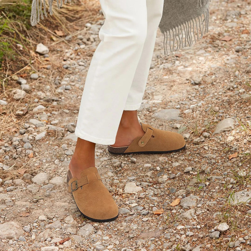 Orthopedic Sandals Women��s Suede Mules Slippers Cork With Arch Support
