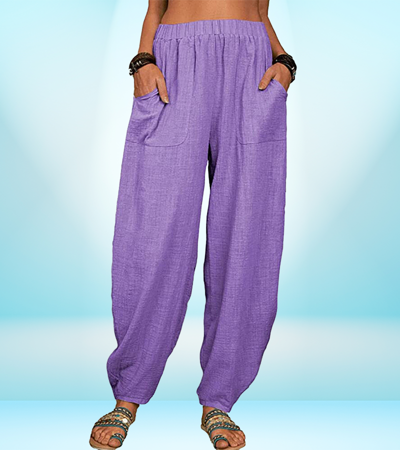 Women's Casual Cotton Linen Pants – Loose Fit, Breathable, with Pockets | Summer Lounge Trousers