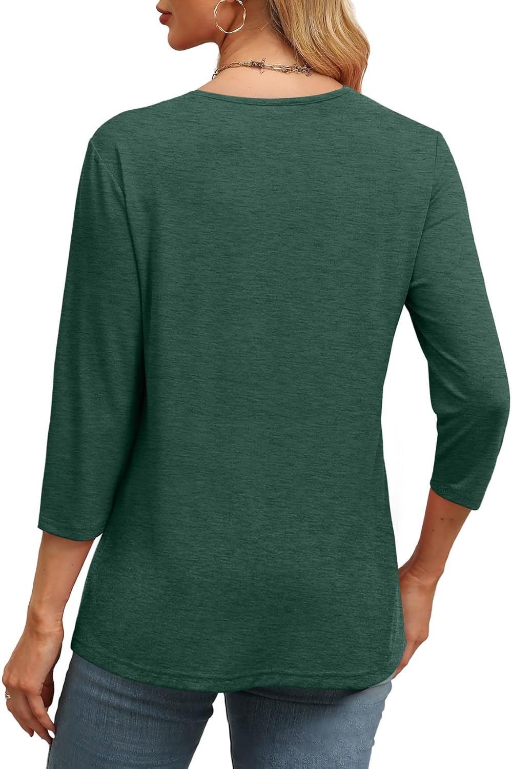Women's V Neck 3/4 Long Sleeve  Loose Fit  Tops