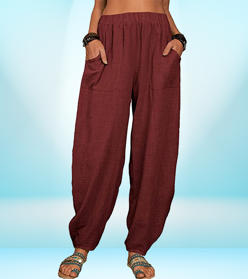 Women's Casual Cotton Linen Pants – Loose Fit, Breathable, with Pockets | Summer Lounge Trousers