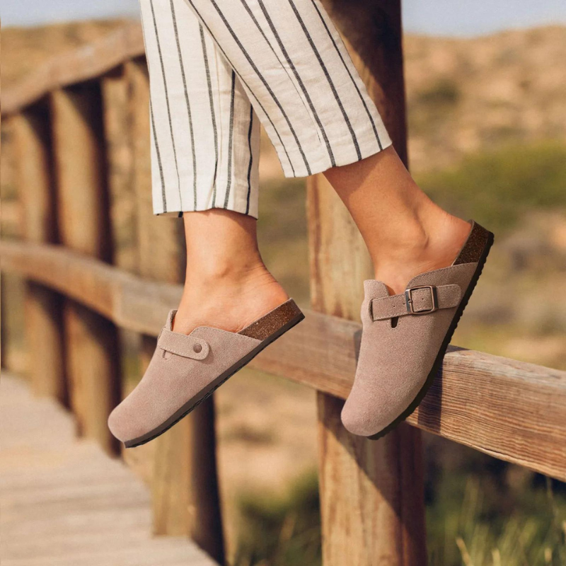 Orthopedic Sandals Women��s Suede Mules Slippers Cork With Arch Support