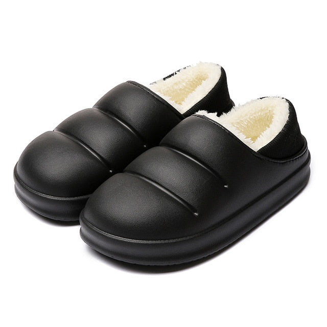 Winter Women Fur Slippers Waterproof Warm Plush Indoor Home