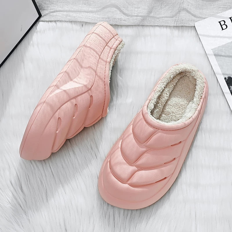 Women Waterproof Winter Slippers Plush Thick Sole