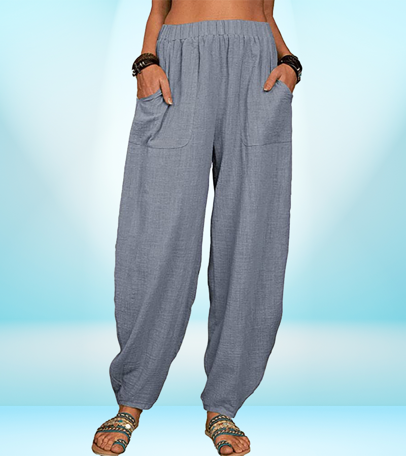 Women's Casual Cotton Linen Pants – Loose Fit, Breathable, with Pockets | Summer Lounge Trousers