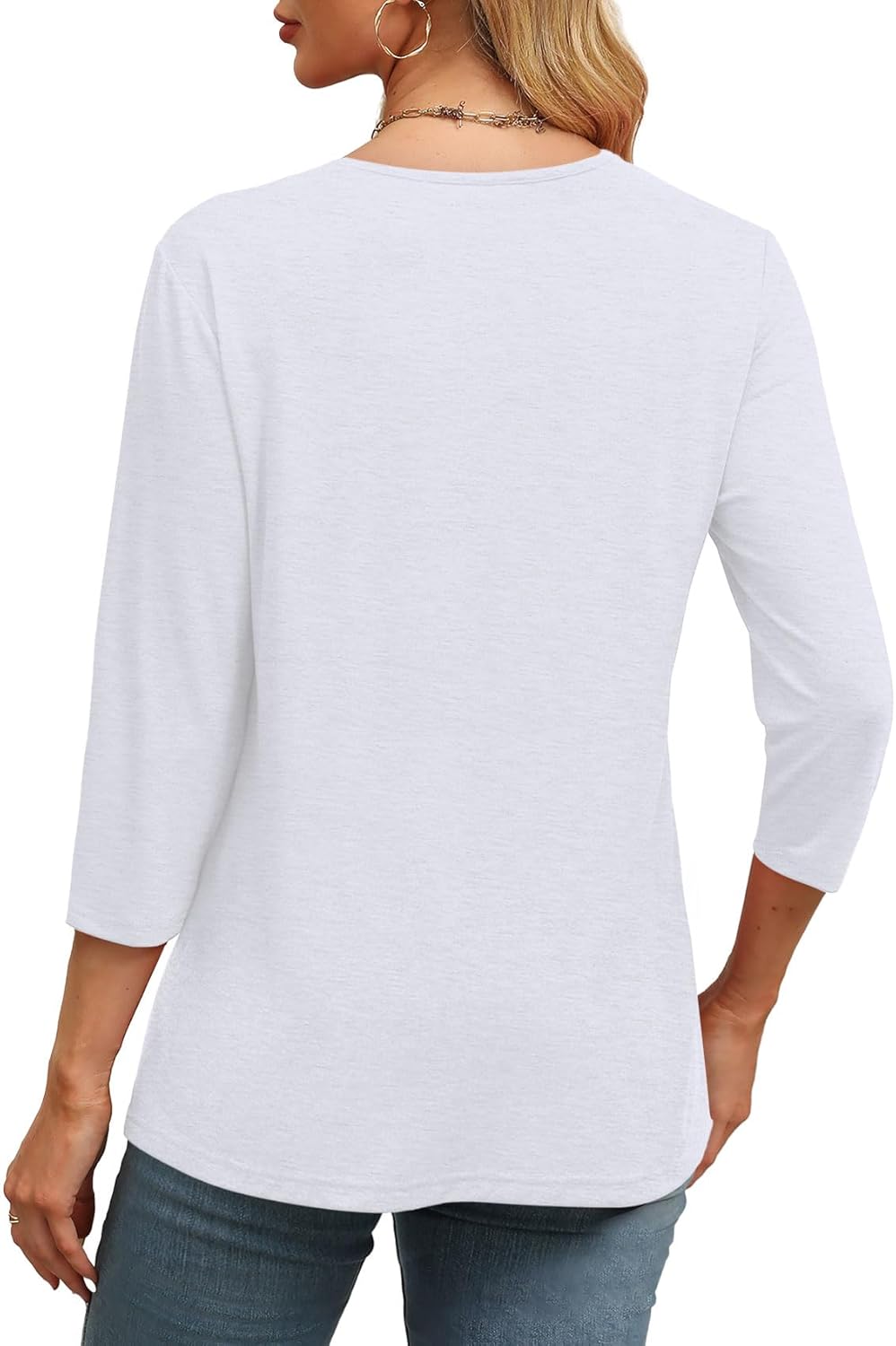 Women's V Neck 3/4 Long Sleeve  Loose Fit  Tops