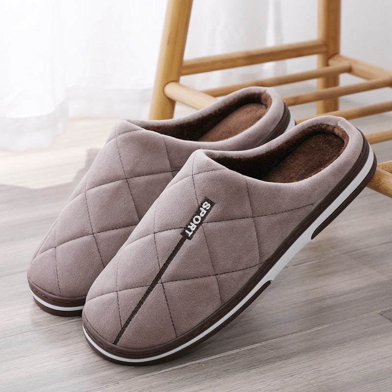 Short Plush Men Winter Slippers Big Size Family Shoes