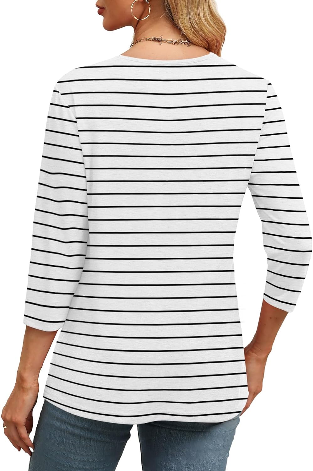Women's V Neck 3/4 Long Sleeve  Loose Fit  Tops
