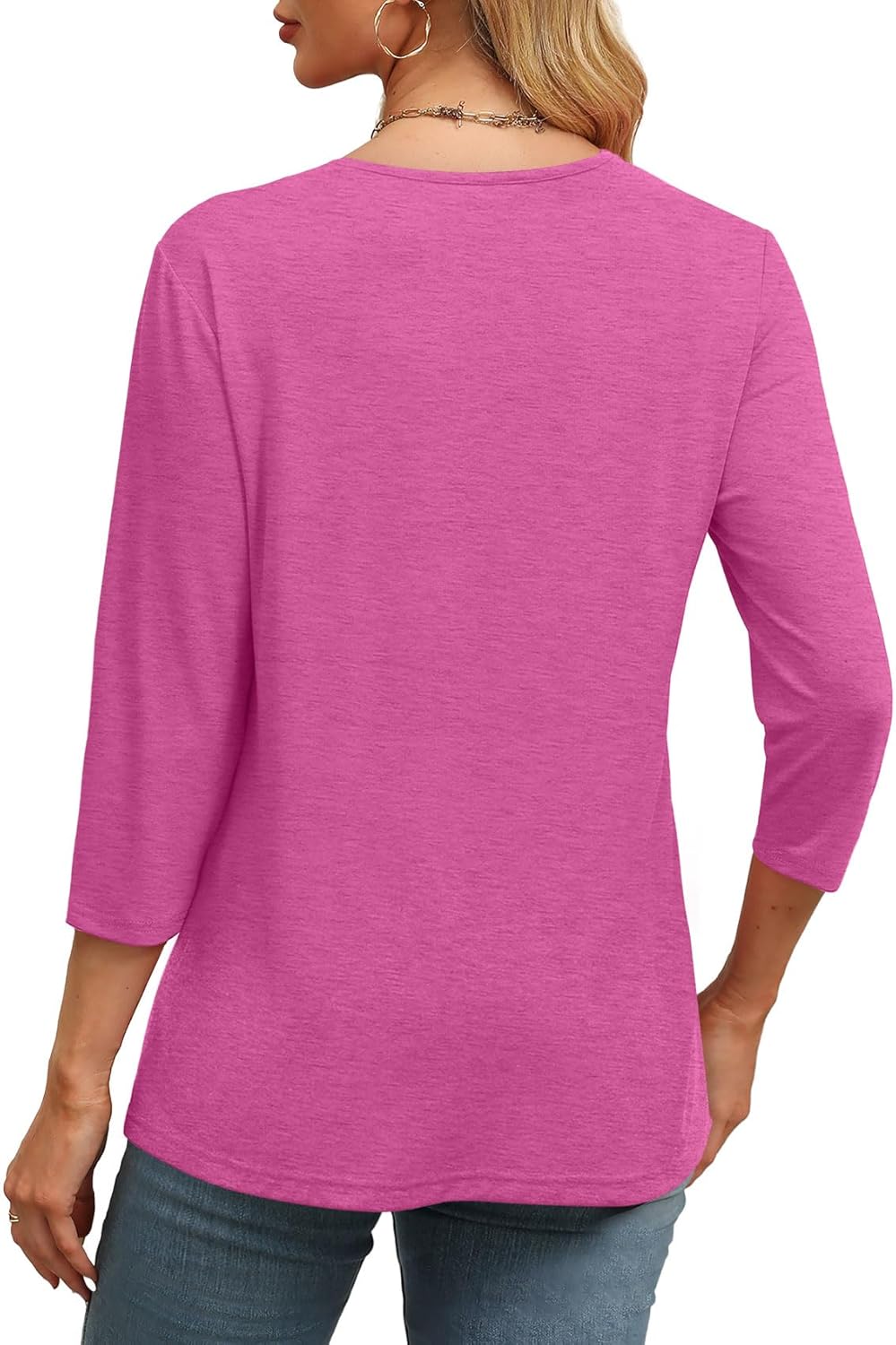 Women's V Neck 3/4 Long Sleeve  Loose Fit  Tops