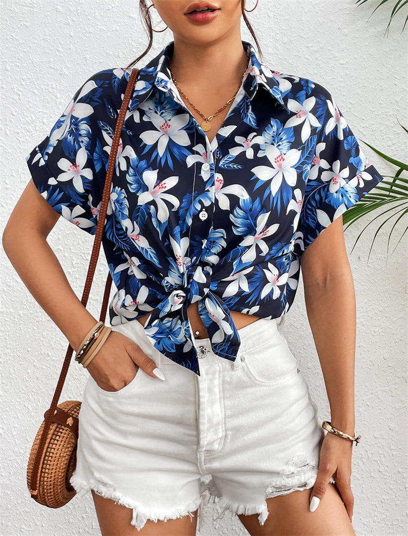 Zeagoo Casual Short Sleeve Floral Print Blouse