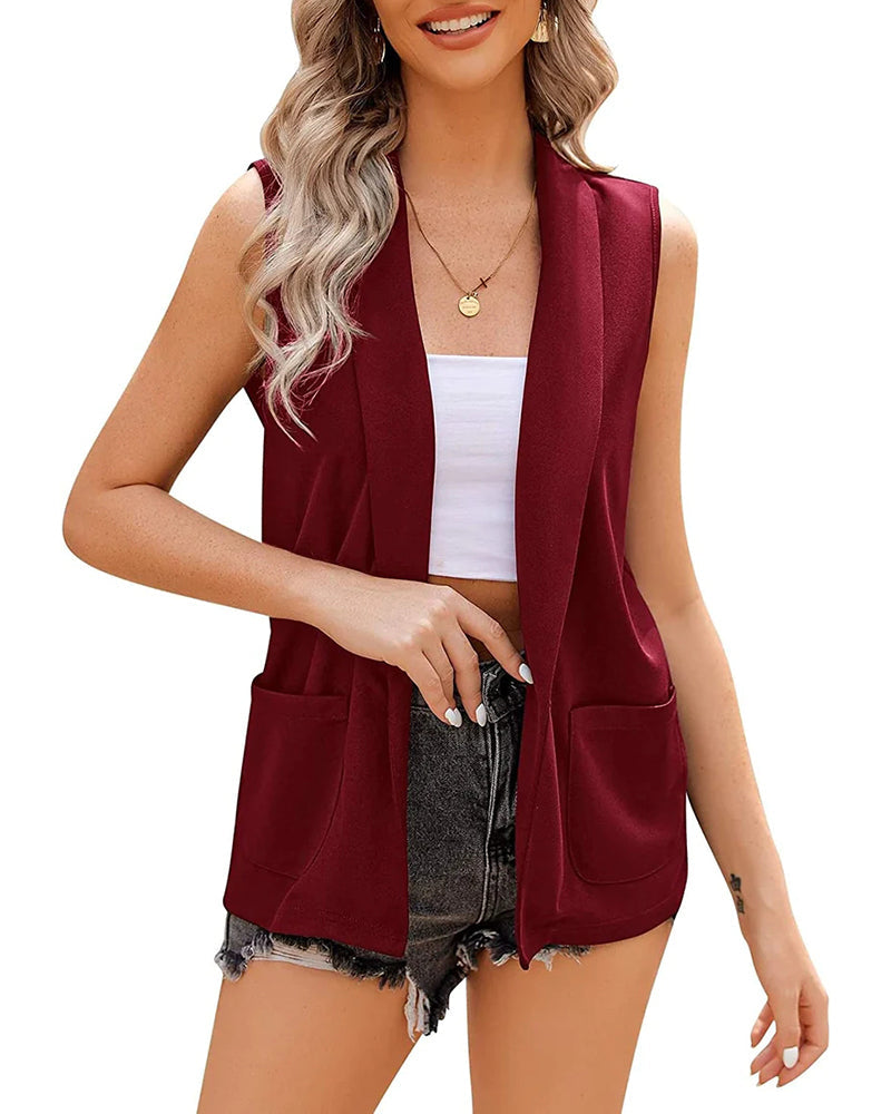 Zeagoo Women's Vest Jacket Casual Sleeveless Blazer Outerwear Cardigan with Pocket S-XXXL (Us Only)