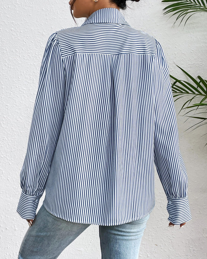 Zeagoo Printed Lantern Long Sleeve Blouse