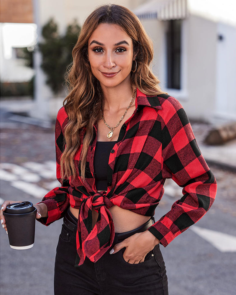 Zeagoo Womens Button Down Blouses Casual Flannel Plaid Shirts Long Sleeve Work Tops