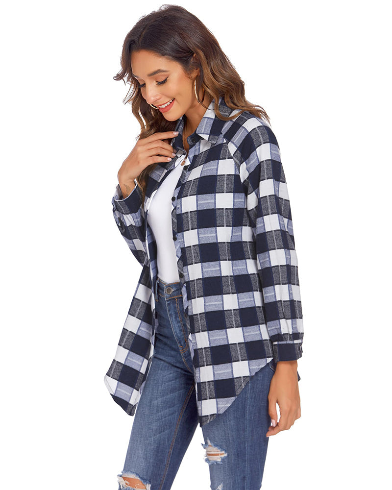 Zeagoo Womens Button Down Blouses Casual Flannel Plaid Shirts Long Sleeve Work Tops