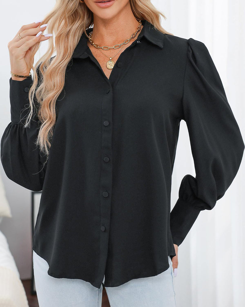 Zeagoo Printed Lantern Long Sleeve Blouse