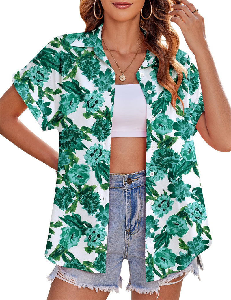 Zeagoo Casual Short Sleeve Floral Print Blouse