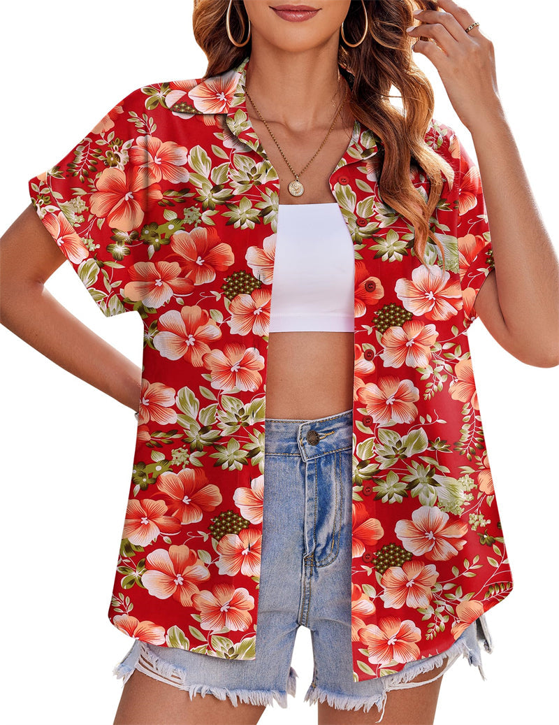 Zeagoo Casual Short Sleeve Floral Print Blouse