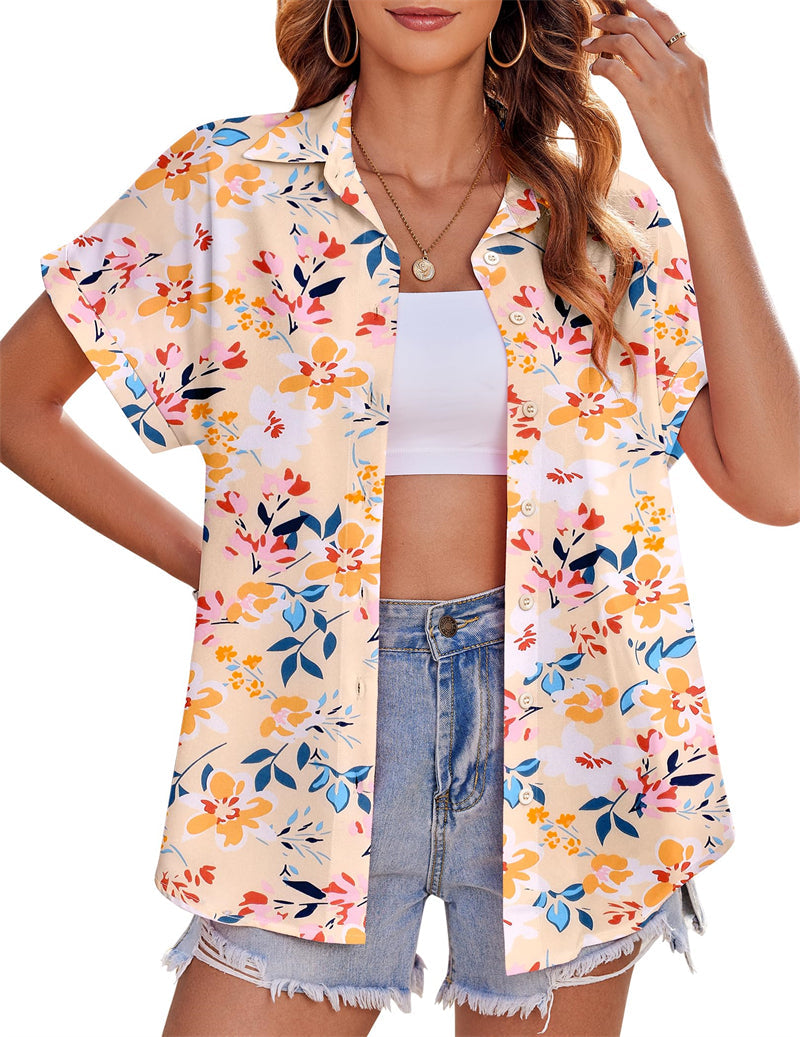 Zeagoo Casual Short Sleeve Floral Print Blouse