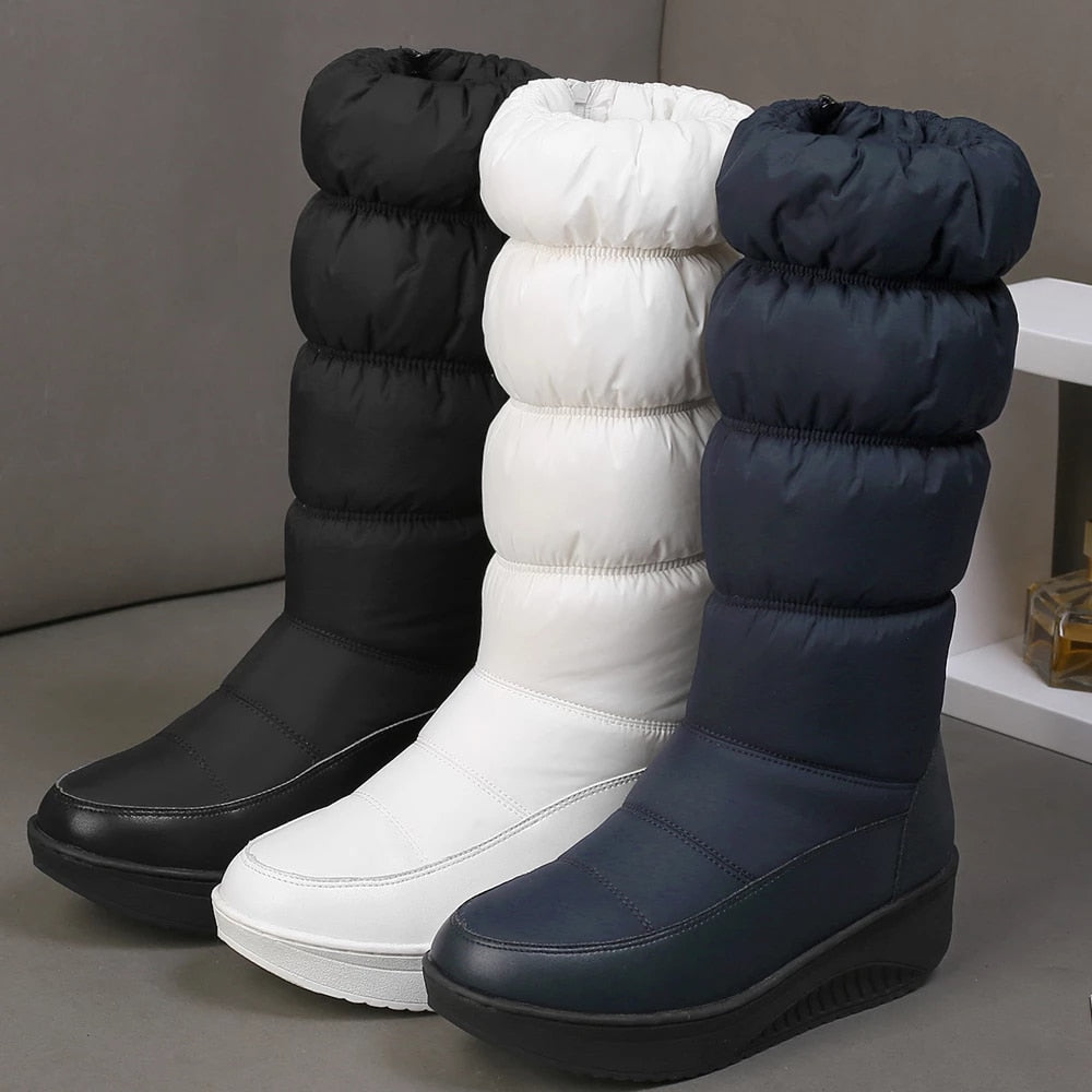 Women Mid-calf Orthopedic Snow Boots Windproofing Slip-on Winter Shoes