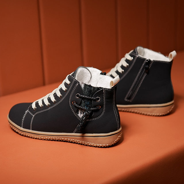 Women Ankle Boots Zipper Plush Orthopedic Shoes