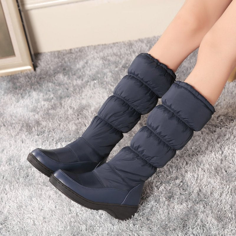 Women Mid-calf Orthopedic Snow Boots Windproofing Slip-on Winter Shoes