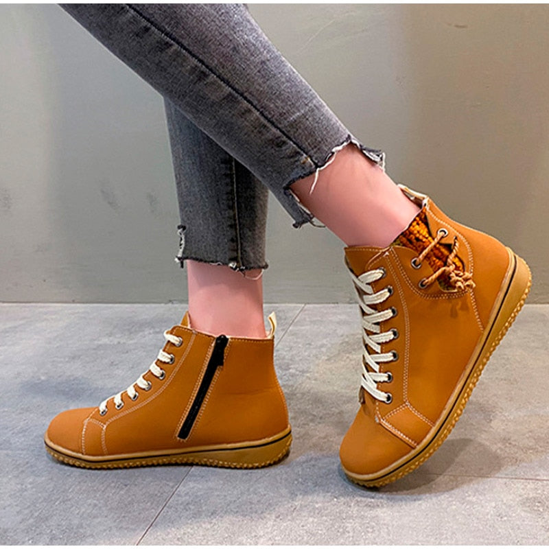 Women Ankle Boots Zipper Plush Orthopedic Shoes