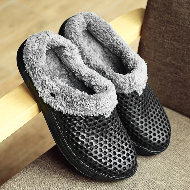 Women Nonslip PU Fur Slippers Family Indoor Slides