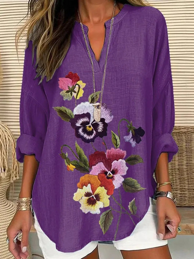 Women's Floral V-Neck Blouse — Lightweight, Feminine & Effortless