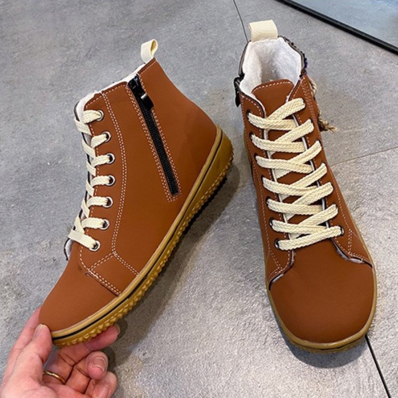 Women Ankle Boots Zipper Plush Orthopedic Shoes