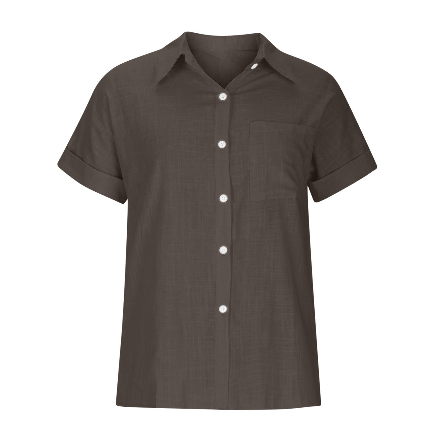 2025 solid color washed cotton shirt short sleeve casual loose shirt