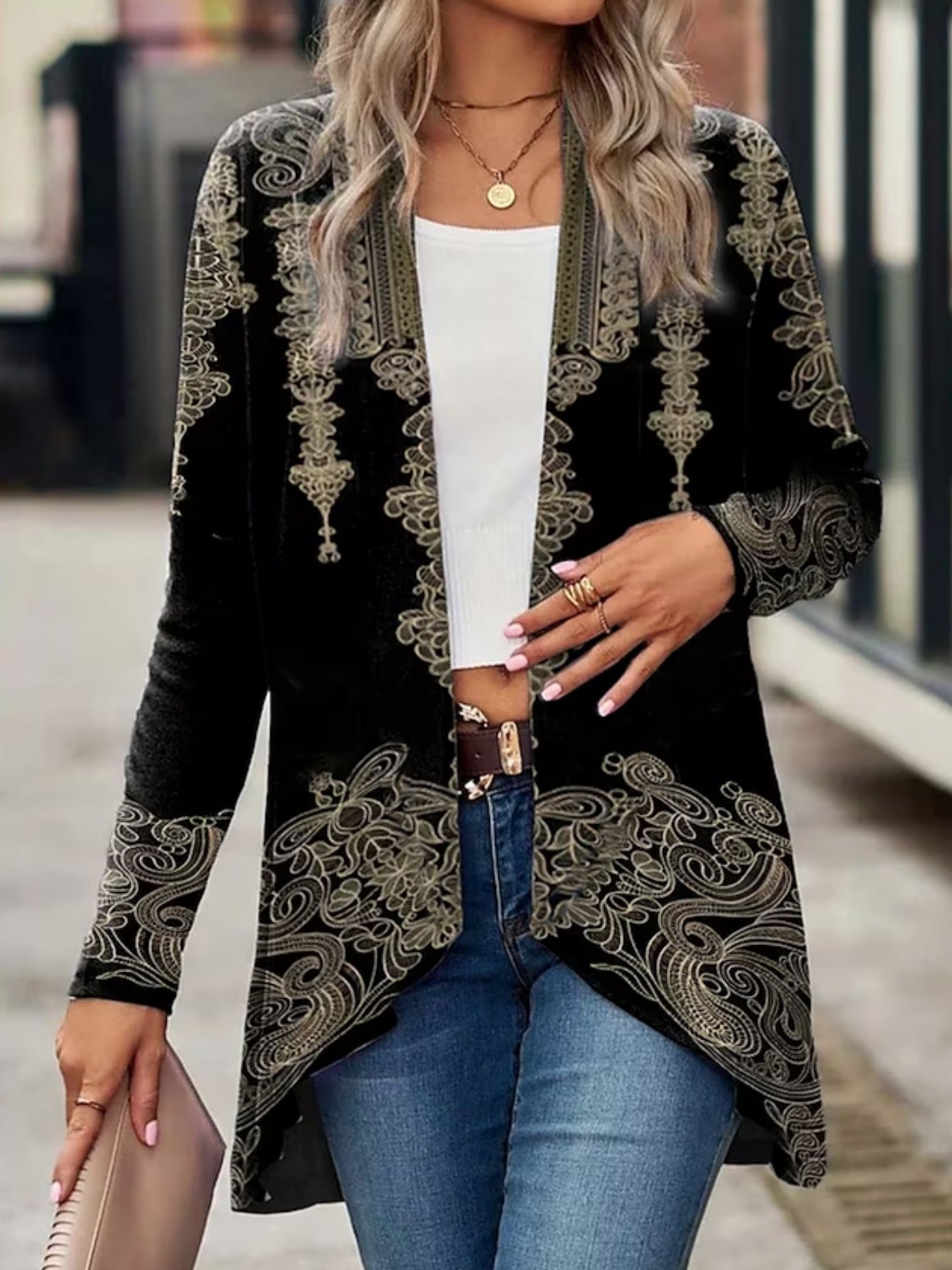 Women's Casual Floral Breathable Loose Fit Outerwear.
