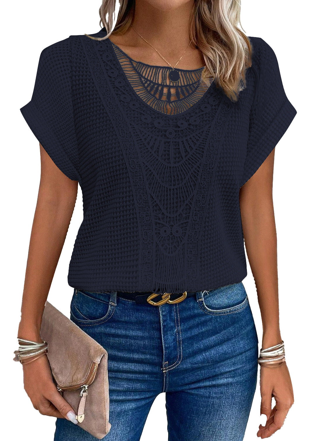 Women's Casual Knit Short-Sleeve T-Shirt — Soft, Lightweight, and Perfect for Summer Wear
