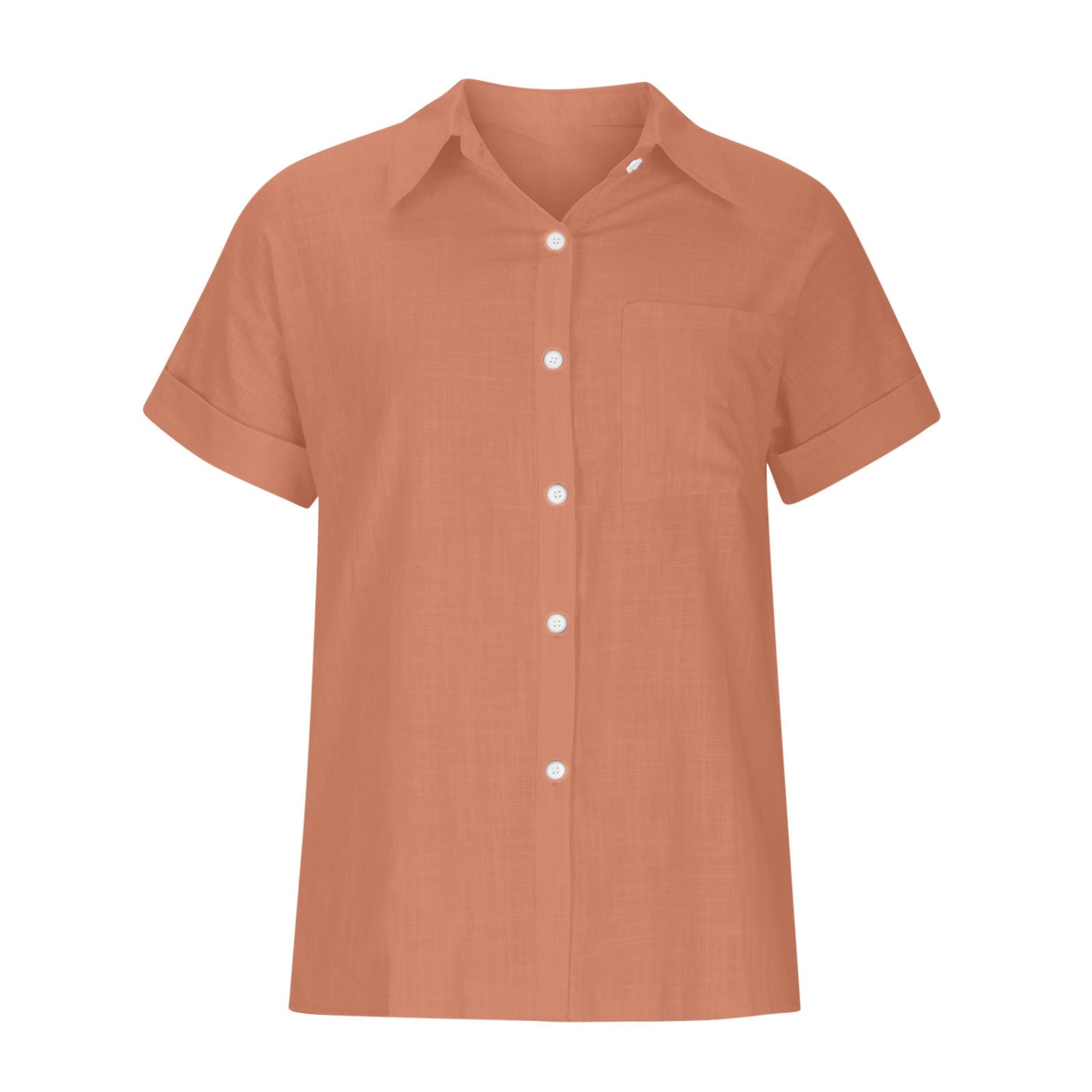 2025 solid color washed cotton shirt short sleeve casual loose shirt