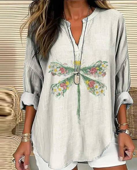 Women's Floral V-Neck Blouse — Lightweight, Feminine & Effortless